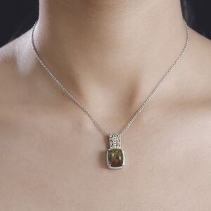 Unakite Solitaire Pendant in 14kg and Platinum over Copper with SS Chain